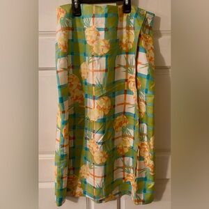 Tropical Check Midi Skirt